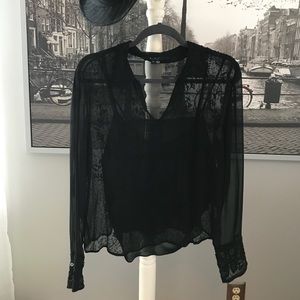 Beaded sheer blouse with cami
